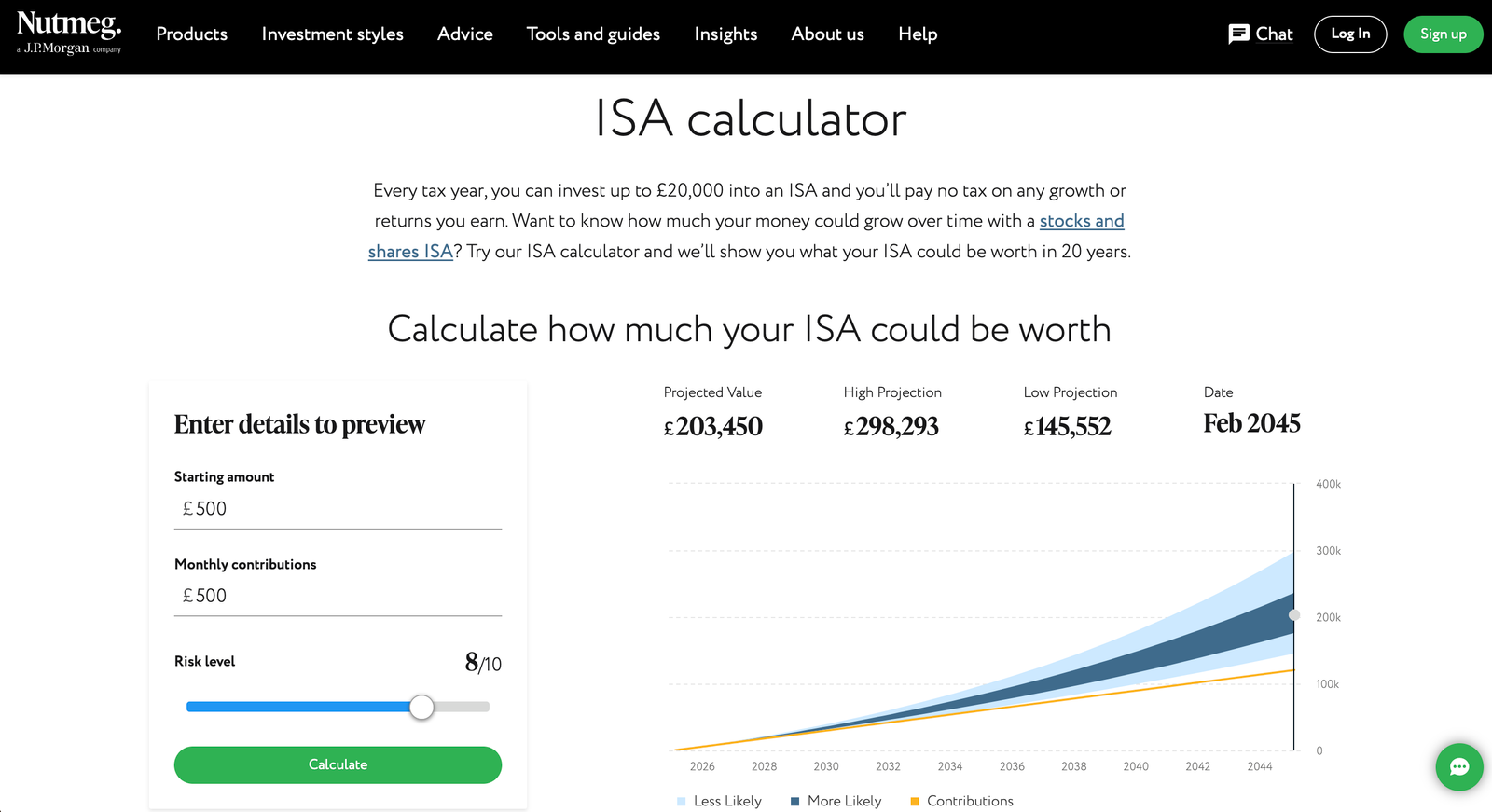 Nutmeg ISA Calculator