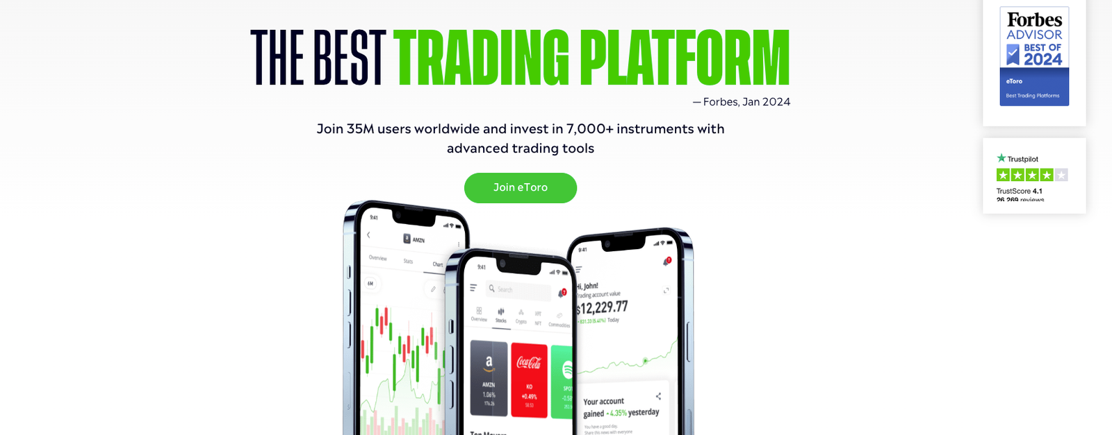 etoro homepage screenshot showing investment platform