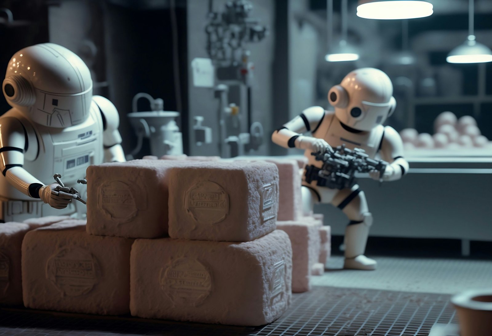 Mini stormtroopers building something showing automation and AI